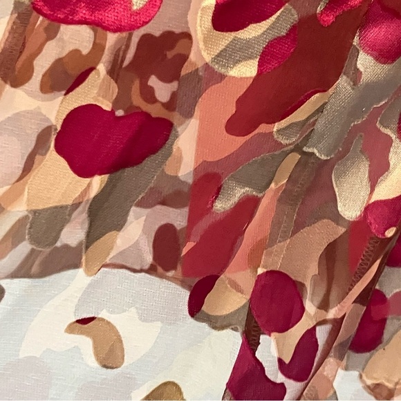 Jones New York Floral Pleated Midi Skirt 6P Pink Floral Layered Burnout Fairy - Picture 5 of 8